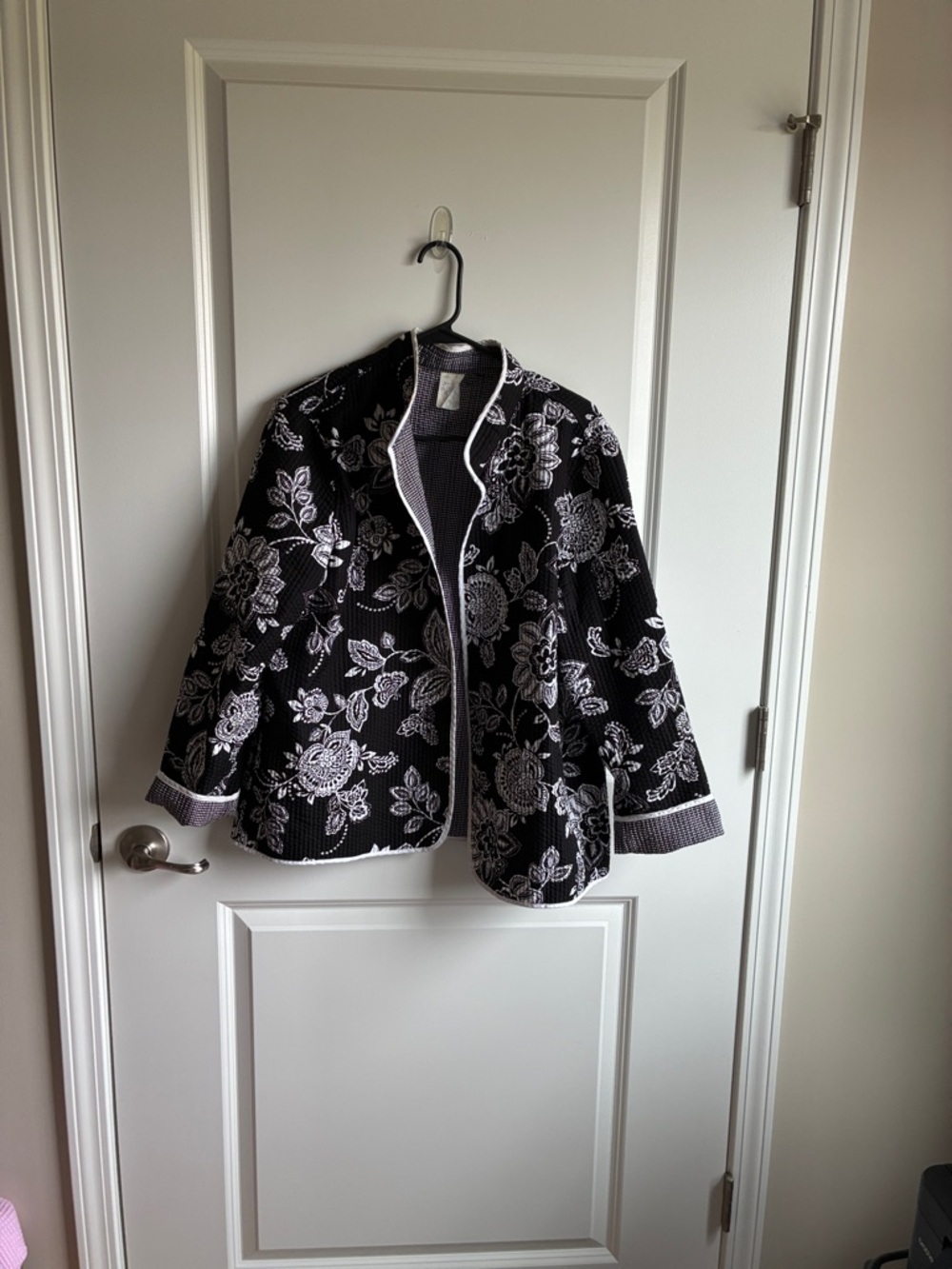 Alfred Dunner Black Jacket with White Floral Embroidery